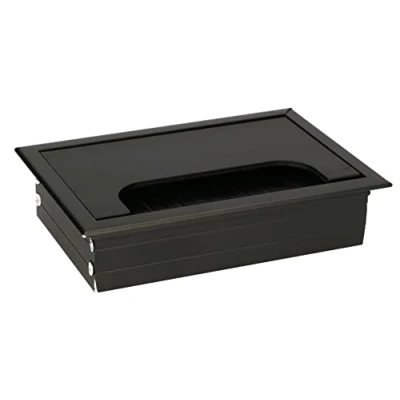 Imagen de KOTARBAU® Pasacables de aluminio 120 x 80 mm, para muebles, Negro, rectangular aluminio, mesa, escritorio, Organizador cables, Boquilla cables con tapa