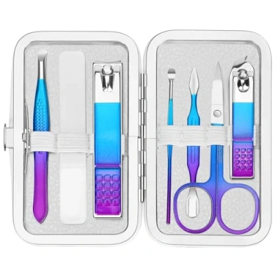 Imagen de Juego de cortaúñas viaje, kit manicura y pedicura, herramientas acero inoxidable con estuche, profesional aseo uñas, cuidado uñas para el…