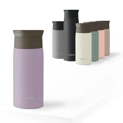 Imagen de eppikan EppiToGo Termo de Acero Inoxidable Taza aislada para viaje coche, Travel Mug, Coffee to go, 350 ml, 500 antigoteo con Apertura 360º higiénica (Pastel Purple, ml)
