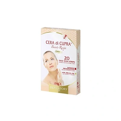 Imagen de Cera di Cupra, Tiras Depilatorias para Rostro y Partes Delicadas, 20 + 2 Toallitas Post Depilación, Elimina el Vello de Forma Efectiva, Dermatológicamente Probadas