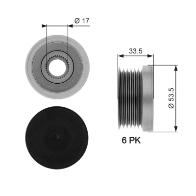 Imagen de GATES OAP7111 Rueda Libre Alternador 33,5 FleetRunner Micro V Stretch Fit BMW: 3 Berlina, 5 Compact