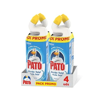 Imagen de Pato WC Acción Total limpiador para inodoro Oceano, limpia y perfuma, 750ml (2 x Duo Pack, 4 unidades)