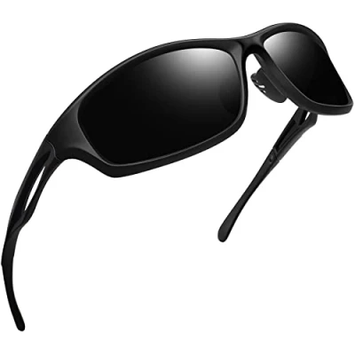 Imagen de Joopin Gafas de Sol Deportivas Polarizadas para Hombre Mujer con Protección UV 400 Ciclismo, Conducción Nocturna, Golf y Deportes al Aire Libre Negro Mate