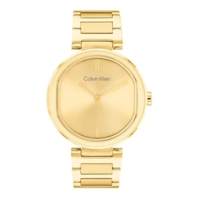 Imagen de Calvin Klein Reloj Analógico de Cuarzo para Mujer con Correa en Acero Inoxidable Dorado 25200252
