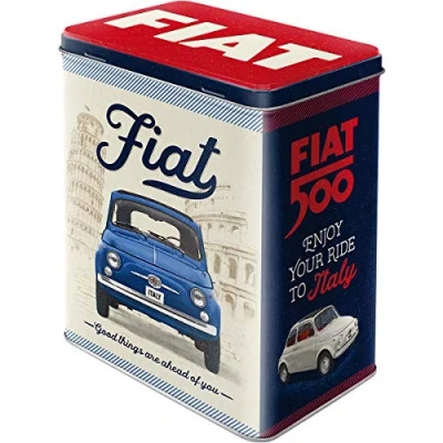 Imagen de Nostalgic Art Caja de Almacenamiento Retro l Fiat 500 Good Things Idea Regalo para Amantes a Coches, Lata Grande café, Diseño Vintage, 3