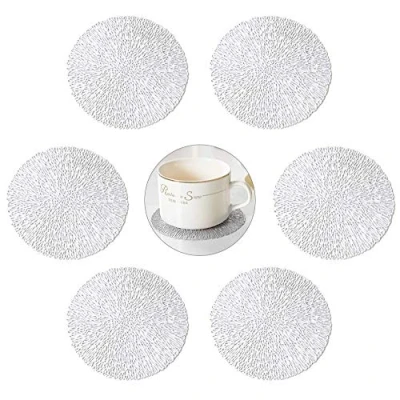 Imagen de Globaldream Redondos Posavasos, 6 Piezas Manteles Individuales Vintage Posavasos para Mesa de Comedor Kitchen Posavaso (Plata, 10cm)