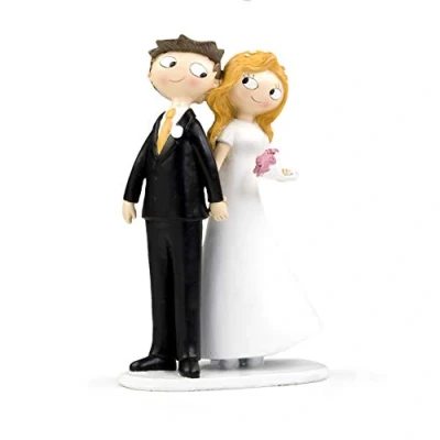 Imagen de Mopec Pop &amp; Fun Figura para tarta de boda pareja novios la mano, 21,5 cm, color blanco roto