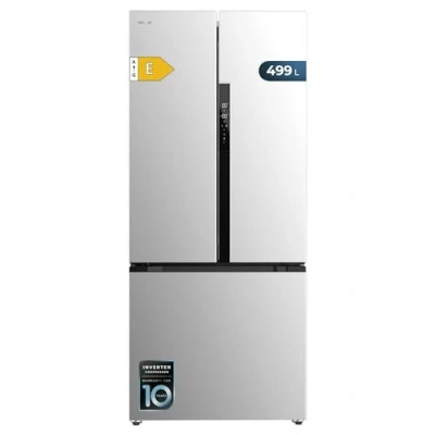 Imagen de Cecotec Frigorífico Puerta Francesa Bolero CoolMarket FD 499 Inox E. Compresor Inverter Plus, 178X75.9Cm, 499L, No Frost, Clase Energética E, Multiairflow, Metal Cooling