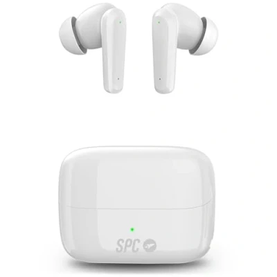 Imagen de SPC Ether 2 Pro Auriculares inalámbricos Blancos con cancelación Activa del Ruido, autonomía 6 Horas + 20 en Estuche de Carga, Modo Gaming, IPX4, Control táctil y Ligeros