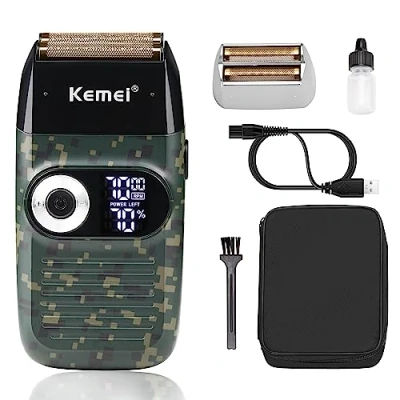 Imagen de KEMEI afeitadora de láminas para hombres, a prueba agua, afeitadoras eléctricas recargables sin cable, maquinilla afeitar lavable Regalos el Día del Padre