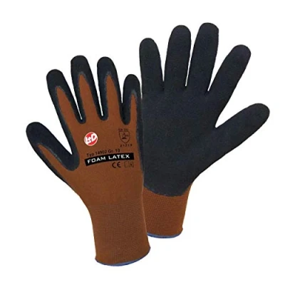 Imagen de L+D 14902 10 Guantes de protección negro, marrón Nylon