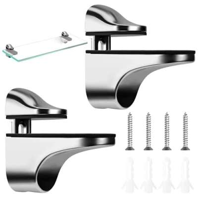 Imagen de Soporte de Estante Vidrio Ajustables Estanterías Cristal Aleación Zinc Abrazadera para Estantes Madera Espesor 5 21 mm 2 Piezas