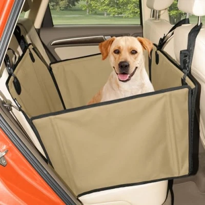 Imagen de asiento de coche para perro extra estable reforzado perros tamaño mediano con 4 correas sujeción, robusto e impermeable mascotas posterior