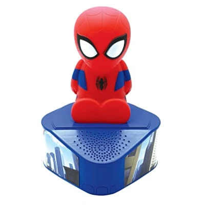 Imagen de Lexibook BTD80SP Altavoz Spider Man, Figura iluminada, Bluetooth 5.0, Puerto USB Tipo C, Color Rojo/Azul