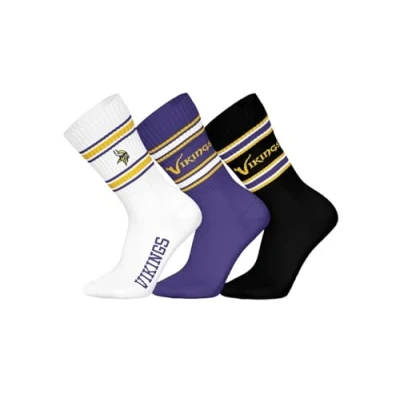 Imagen de NFL Calcetines deportivos unisex Minnesota Vikings 3pk Crew Socks (3 unidades)