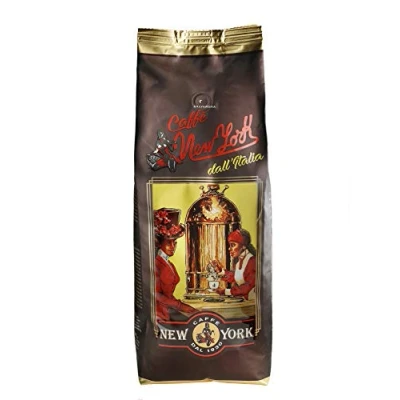 Imagen de café New York EXTRA P en grano, sabor fuerte e intenso, Arábica y Robusta para moler, espresso italiano, mezcla bares desde 1930 1 kg, grano