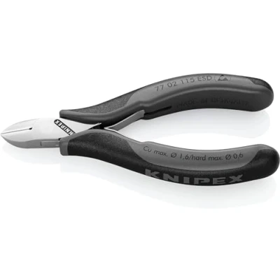 Imagen de Knipex Alicates de corte diagonal para electrónica ESD con fundas multicomponentes 115 mm 77 02