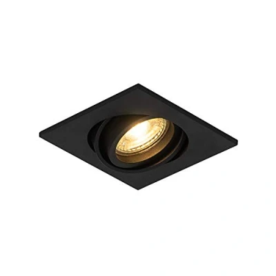 Imagen de QAZQA Foco empotrado moderno negro orientable CLUB Aluminio Cuadrada Adecuado para LED Max. 1 x 50 Watt