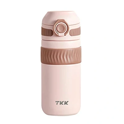 Imagen de TITIROBA TKK taza térmica de 450 ml, café rosa acero inoxidable con doble pared aislada, a prueba fugas, para y té