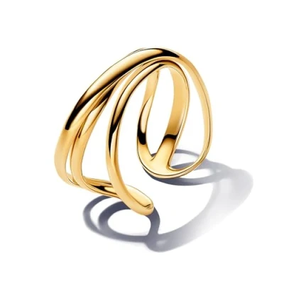 Imagen de PANDORA Essence Anillo abierto de triple banda chapado en oro 14 quilates, talla 52
