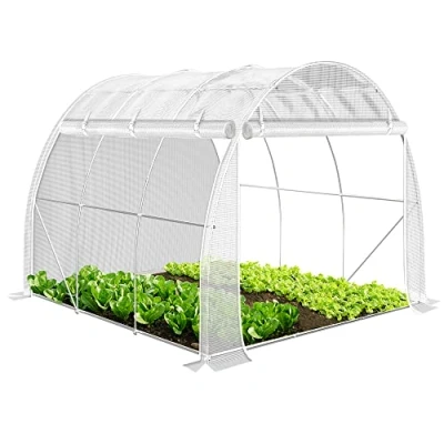 Imagen de VOUNOT Invernaderos Jardín, Tunel Invernadero Huerto para Plantas con Paredes Laterales Enrollables, Cubierta PE y Ubo de Acero, Impermeable, 3 x 2 m, Blanco