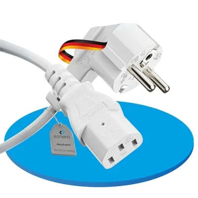 Imagen de Sonero® Euro Cable de Red, alimentación para electrodomésticos, Enchufe Schutzkontakt a IEC C13, energía, 3,00m, Blanco