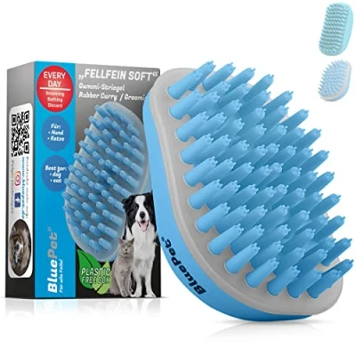 Imagen de BluePet® Cepillo de baño para perros y gatos mesaje goma perro gato fregar masajear suavemente Ideal junto con el champú BluePet