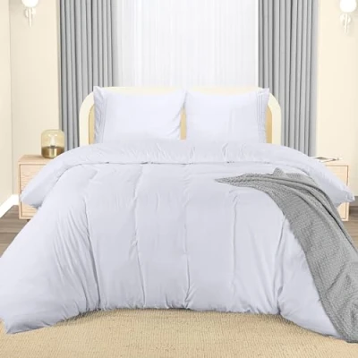 Imagen de Utopia Bedding Funda Nordica 220 x 240 Microfibra Juego de Edredon 220x240 cm y 2 Bordado Fundas Almohada 65x65 (Blanco)