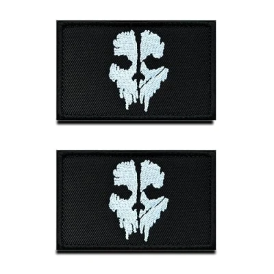 Imagen de 2 Piezas Compatibles con Call of Duty Cráneo Divertido Táctica Militar Moral Bordado Emblema Hook &amp; Loop Biker Parche para Ropa Mochila Sombrero Uniforme Perro Chaleco