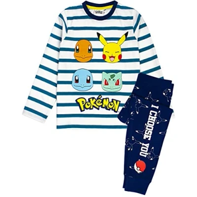 Imagen de Pokémon Pijamas Pikachu Personajes Niños Rayas T Shirt &amp; Pantalones 7 8 años
