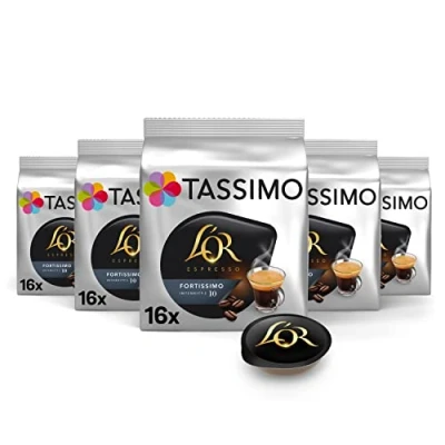 Imagen de Tassimo Cápsulas de Café L’OR Espresso Fortissimo 80 Compatibles con Cafetera Intensidad 10 5PACK Amazon Exclusive