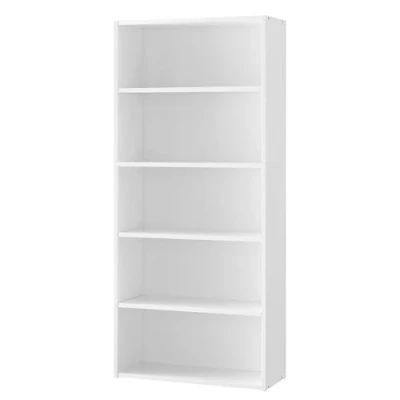 Imagen de VASAGLE Librería de 5 Niveles, Estantería Libros, Organizador con Compartimentos, Estantes Abiertos y Ajustables, para Sala Estar, Oficina, Dormitorio, Blanco Nube LBC165T14