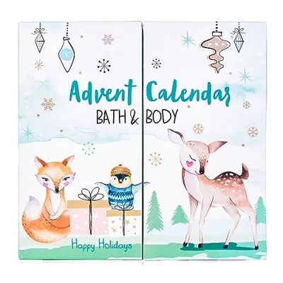 Imagen de Accentra Calendario de Adviento 2024 para chicas con 24 artículos belleza loción corporal, bombas baño, gel ducha, bálsamo labial,cremas y más jovenes