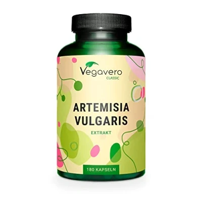 Imagen de Artemisa Vegavero® 2% Flavonoides Dosis Más Alta: 4800 mg Síndrome Premenstrual + Menstruación Dolor Dismenorrea Extracto 8:1 Artemisia Vulgaris Vegano &amp; Sin Aditivos 180 Cápsulas