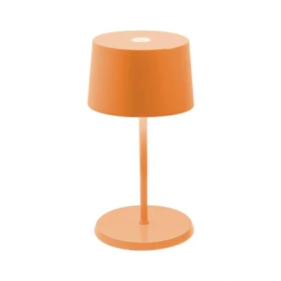 Imagen de Zafferano, Lámpara Olivia Mini, de Mesa Portátil y Recargable con Control Táctil, Adecuada para Interior Exterior, Atenuador, 2700 3000 K, Altura 22 cm, Color Naranja