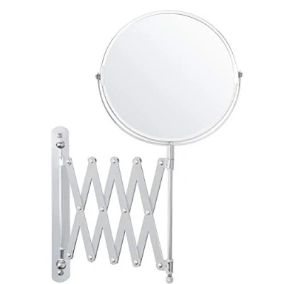 Imagen de BELLE VOUS Espejo Aumento 3 x de Pared Extensible Giro 360 Cromado Maquillaje 17,5 18,5 cm Dos Lados Acero Inoxidable Tocador Baño Afeitarse