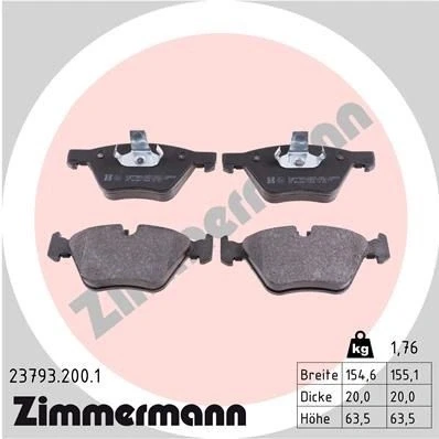Imagen de ZIMMERMANN 23793.200.1 Juego de pastillas freno preparado para indicador desgaste Foto correspondiente a la entrega BMW: 5 Berlina, Touring