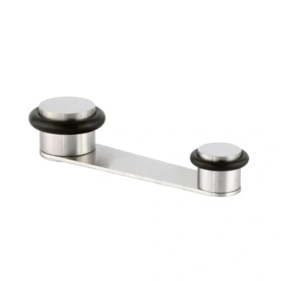 Imagen de EVI Herrajes Tope Retenedor Giratorio de Puerta Hueco Útil 50 mm Grosor Goma Negra Acero Inoxidable Acabado Mate Incluye Tornillo + Taco Mod. I 164