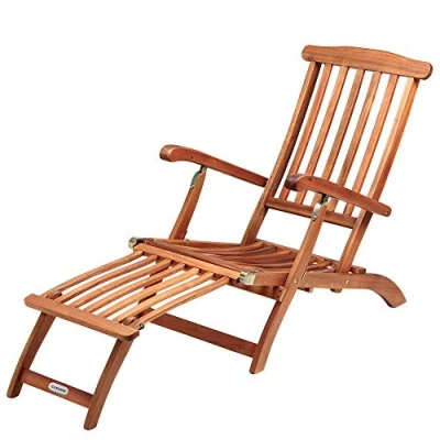 Imagen de Casaria® Tumbona Plegable Madera 160kg Carga Certificado FSC® Resistente Intemperie Reposapiés Extraíble Respaldo Reclinable