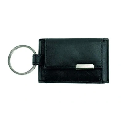 Imagen de Alassio Mini Geldbörse aus feinem Nappaleder, kleines Portemonnaie mit Metallemblem und Schlüsselring Monedero, 8 cm, Negro (Schwarz)
