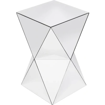 Imagen de Kare Design Mesa auxiliar Luxury Triangle, 32x32cm, tablero de friba, vidrio reflectante, sala estar, plata, triaungular