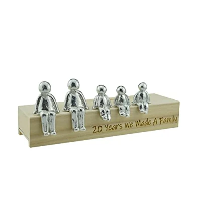 Imagen de Pirantin Idea de 20 aniversario años hicimos un adorno metal familiar Elige tu caja combinación y el grano madera puede variar (3 niños)