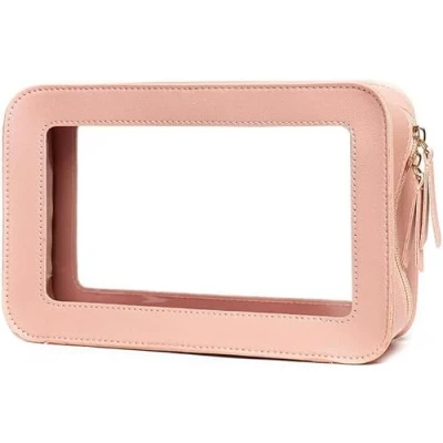 Imagen de TTPSRY Neceser Mujer Bolsa Transparente de Aseo Portátil Organizador Cosmético con Cremallera Bolsas Viaje(Rosa)