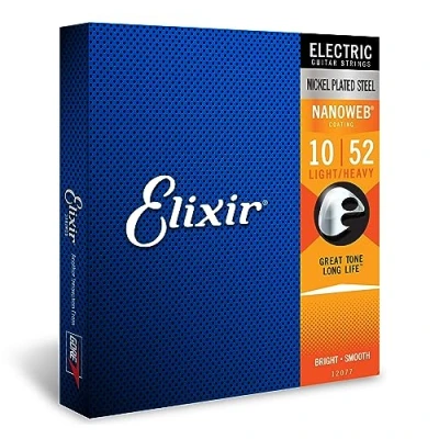 Imagen de Elixir Cuerdas para guitarra eléctrica Strings con recubrimiento NANOWEB, calibre ligero/pesado, 1 Pack, Light Heavy (10 52)