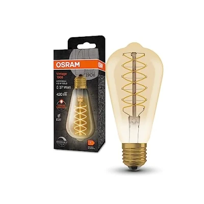Imagen de OSRAM Lámparas LED de atenuamiento edición vintage, reemplazo 37 vatios, E27, forma G95, 2200 Kelvin, luz confort cálida, vidrio transparente, 1 paquete