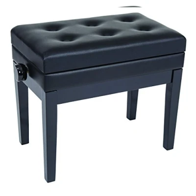 Imagen de Kinsman KPB10BK Banco de piano ajustable lujo, con almacenamiento, color negro