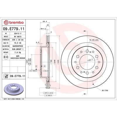 Imagen de BREMBO 09.E779.11 Disco de freno 335 20 6 ventilación interna revestido