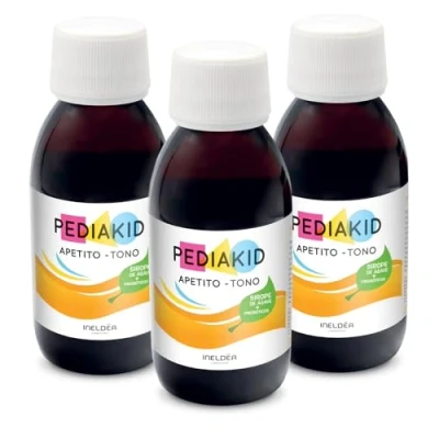 Imagen de PEDIAKID apetito Tono Complemento alimenticio Fórmula Exclusiva a base de Sirope Agave Estimula el Ayuda aumentar peso Aroma Natural Frambuesa Lote 3