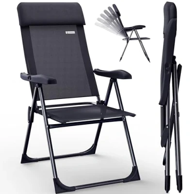 Imagen de CASARIA Set de 4 Sillas Jardín Plegables Silla Camping Balcón Aluminio 7 Posiciones Ajustables Respaldo Alto