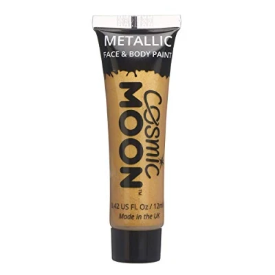 Imagen de Cosmic Moon Maquillaje Profesional de pintura facial Activada con Agua para el Rostro y Cuerpo 12ml ¡Crea diseños profesionales metálica! Incluye: Dorado